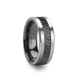 HELIX Gear Teeth Pattern Black Ceramic and Tungsten Ring