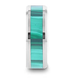 MAHI Malachite Inlay Tungsten Carbide Ring with Polished Beveled Edges