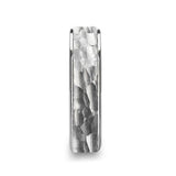 WINSTON White Tungsten Ring with Raised Hammered Finish and Polished Step Edges