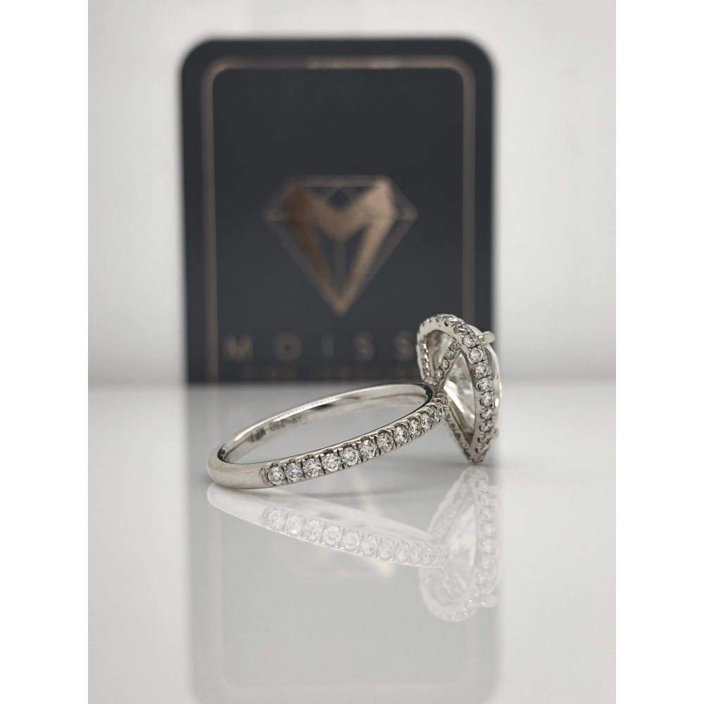 Eternal Collection ~ Paris ~ 18K 10X7Mm Pear Moissanite Diamond Double Edge Halo And Band - Ring