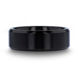 INFINITY Black Tungsten Ring with Beveled Edges