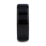 INFINITY Black Tungsten Ring with Beveled Edges