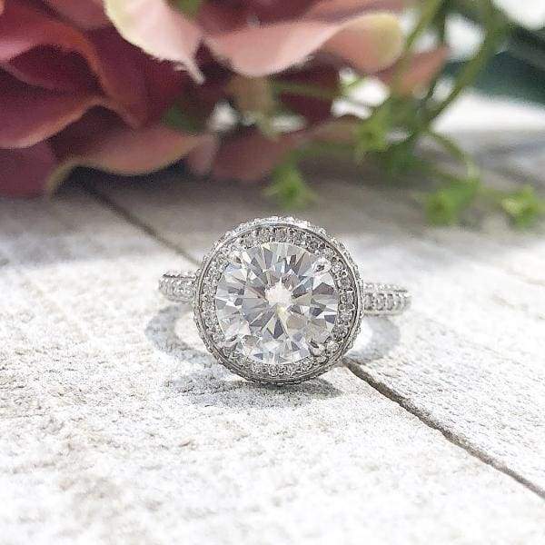 Kendall ~ 14Kw 8.0Mm Round Moisssanite Diamond Halo And Band - Ring