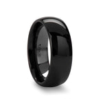 Landon Domed Polish Finished Black Ceramic Ring - Mens Rings