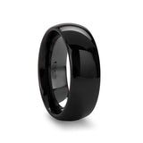 Landon Domed Polish Finished Black Ceramic Ring - Mens Rings