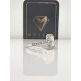 Melody ~ 18Kw 8X6Mm Emerald Charles & Colvard F1 Moissanite Diamond Halo And Band - Ring