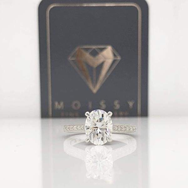 Ruby ~ 14K 9X7Mm Oval Moissanite Diamond Accents - Ring