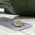 Taylor ~ 14Ky ~ 9Mm Round Moissanite Diamond Halo And Band - Ring