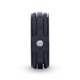 NOIR Double Black Rope Inlaid Brushed Matte Black Titanium Men's Wedding Band