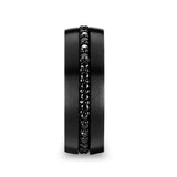 Valiant Black Tungsten Ring With Black Sapphires - Mens Rings