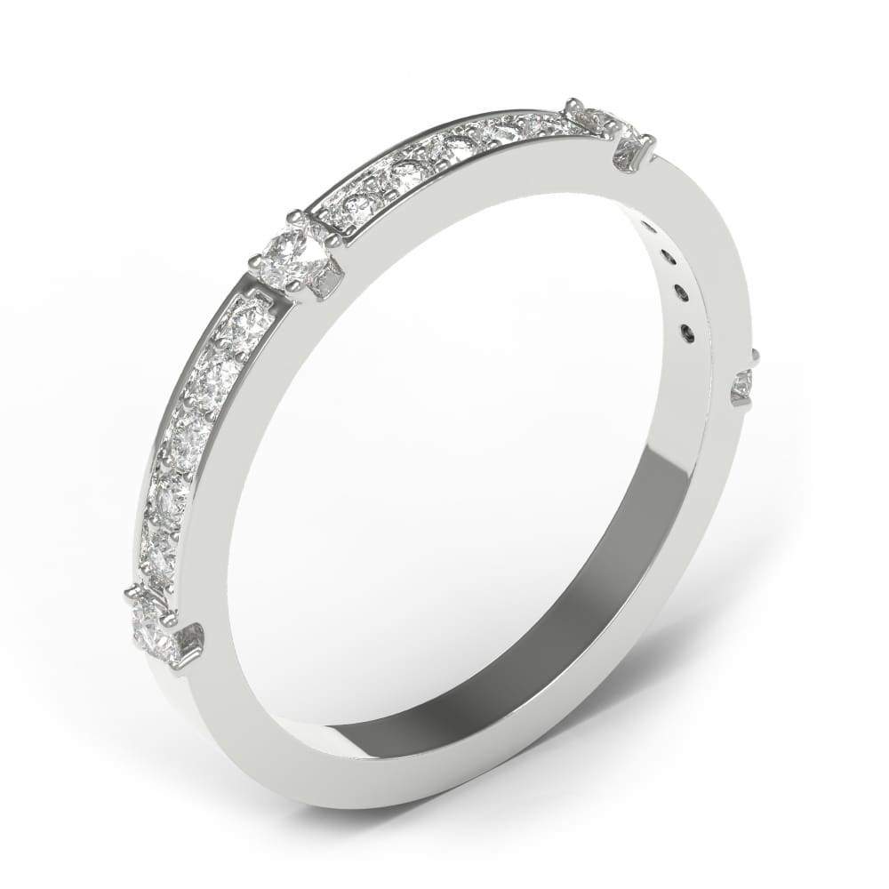 Wb050 ~ Diamond ~ 0.25 Ct Round White Gold Wedding Band Ring - Bands