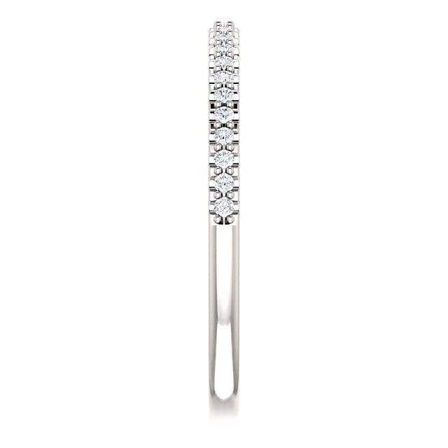 Wb066 ~ Diamond ~ .27Ct Round White Gold Wedding Band - Bands