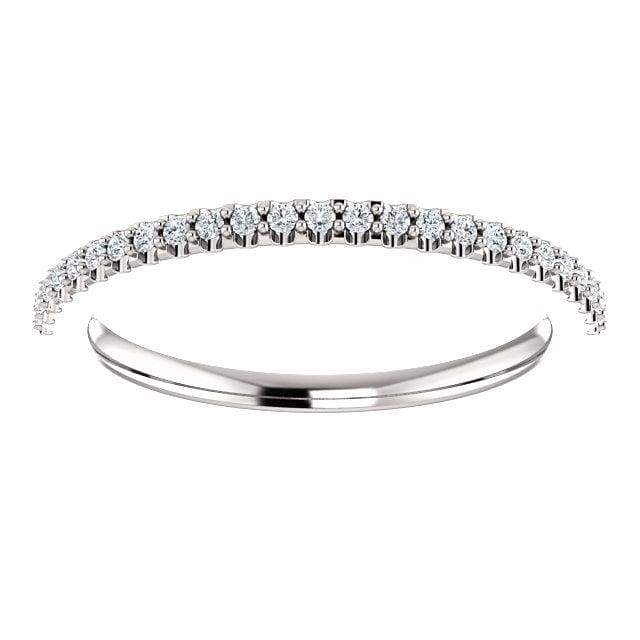 Wb066 ~ Diamond ~ .27Ct Round White Gold Wedding Band - Bands