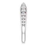 Wb070 ~ Diamond ~ .25Ct Round White Gold Pinched Wedding Band - Bands