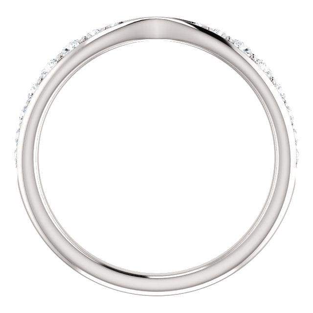 Wb070 ~ Diamond ~ .25Ct Round White Gold Pinched Wedding Band - Bands