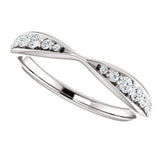 Wb070 ~ Diamond ~ .25Ct Round White Gold Pinched Wedding Band - Bands
