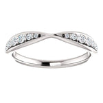 Wb070 ~ Diamond ~ .25Ct Round White Gold Pinched Wedding Band - Bands