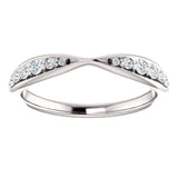 Wb070 ~ Diamond ~ .25Ct Round White Gold Pinched Wedding Band - Bands