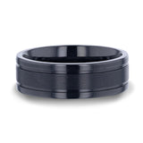 WOLVERINE Brushed Center Black Titanium Men's Wedding Band With Polished Dual Offset Grooves