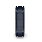 WOLVERINE Brushed Center Black Titanium Men's Wedding Band With Polished Dual Offset Grooves
